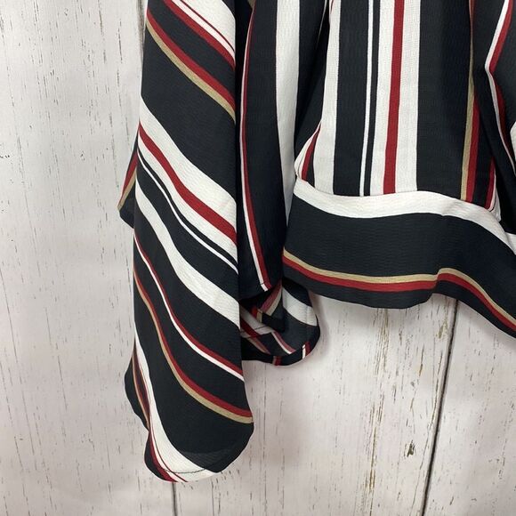 Guess Striped Off The Shoulder Bell Sleeve Blouse - Picture 6 of 16